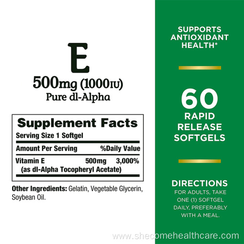 Vitamin E Supports Immune Health Vitamin E Softgels